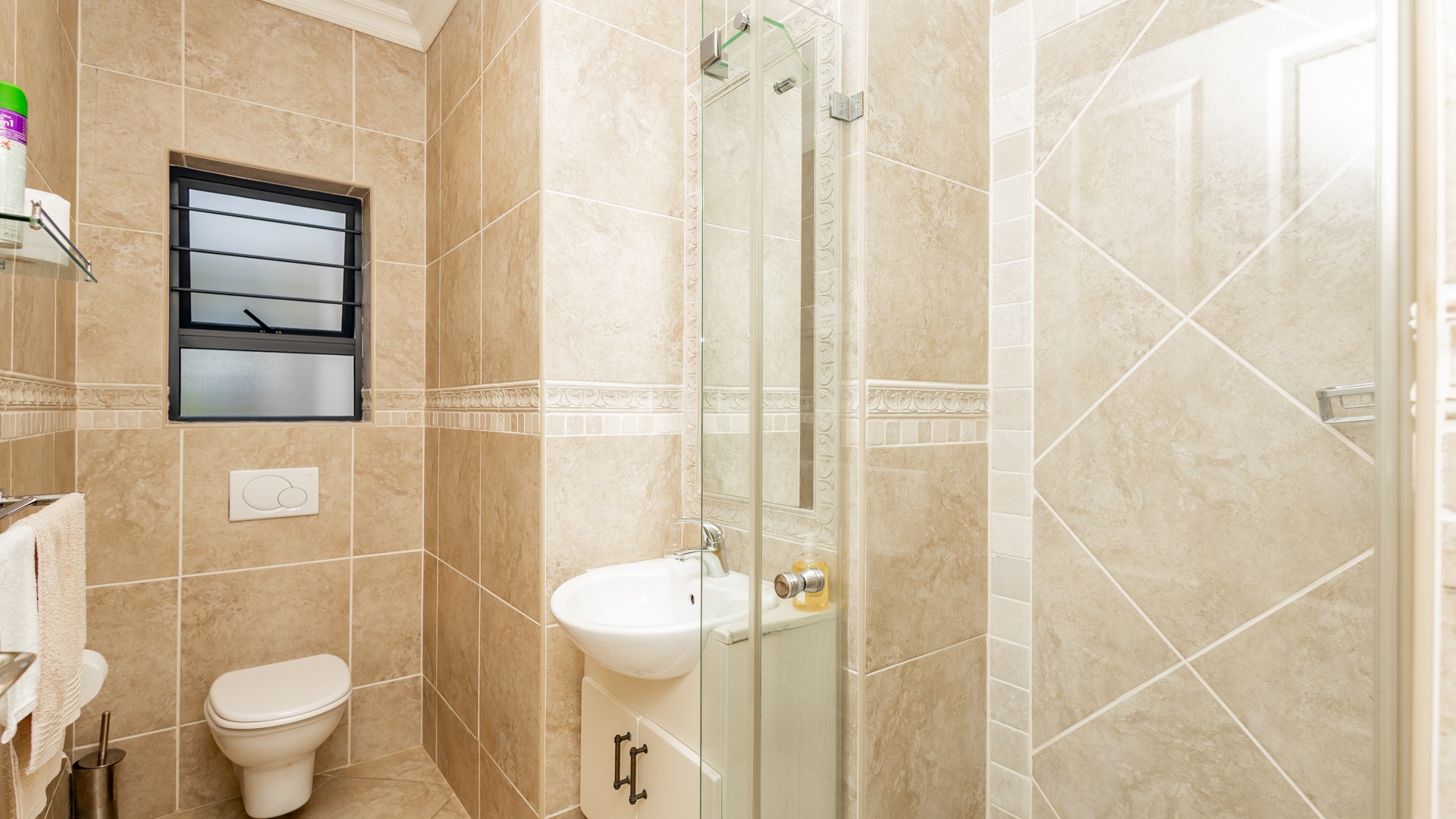 Family bathroom with a shower