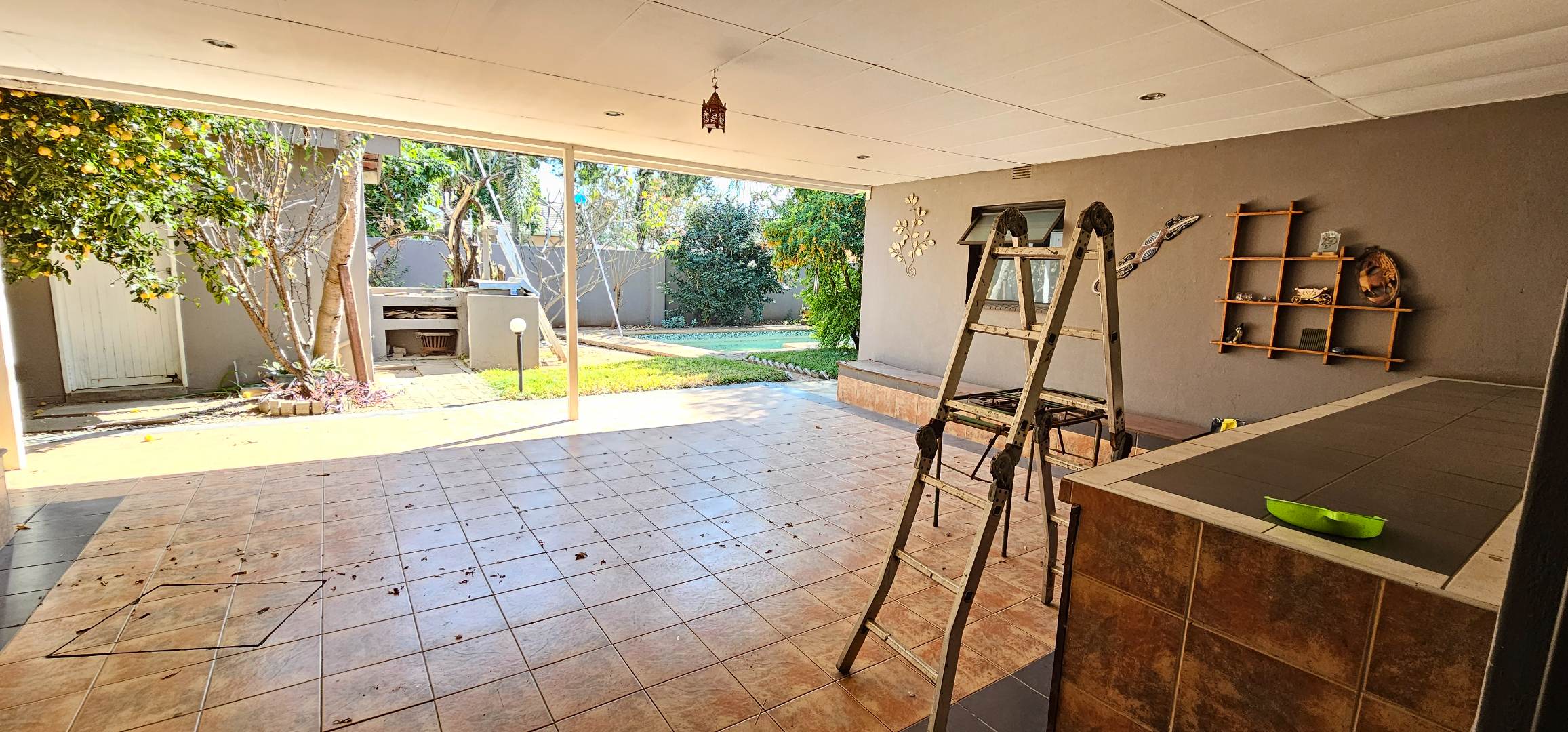 Large poolside patio