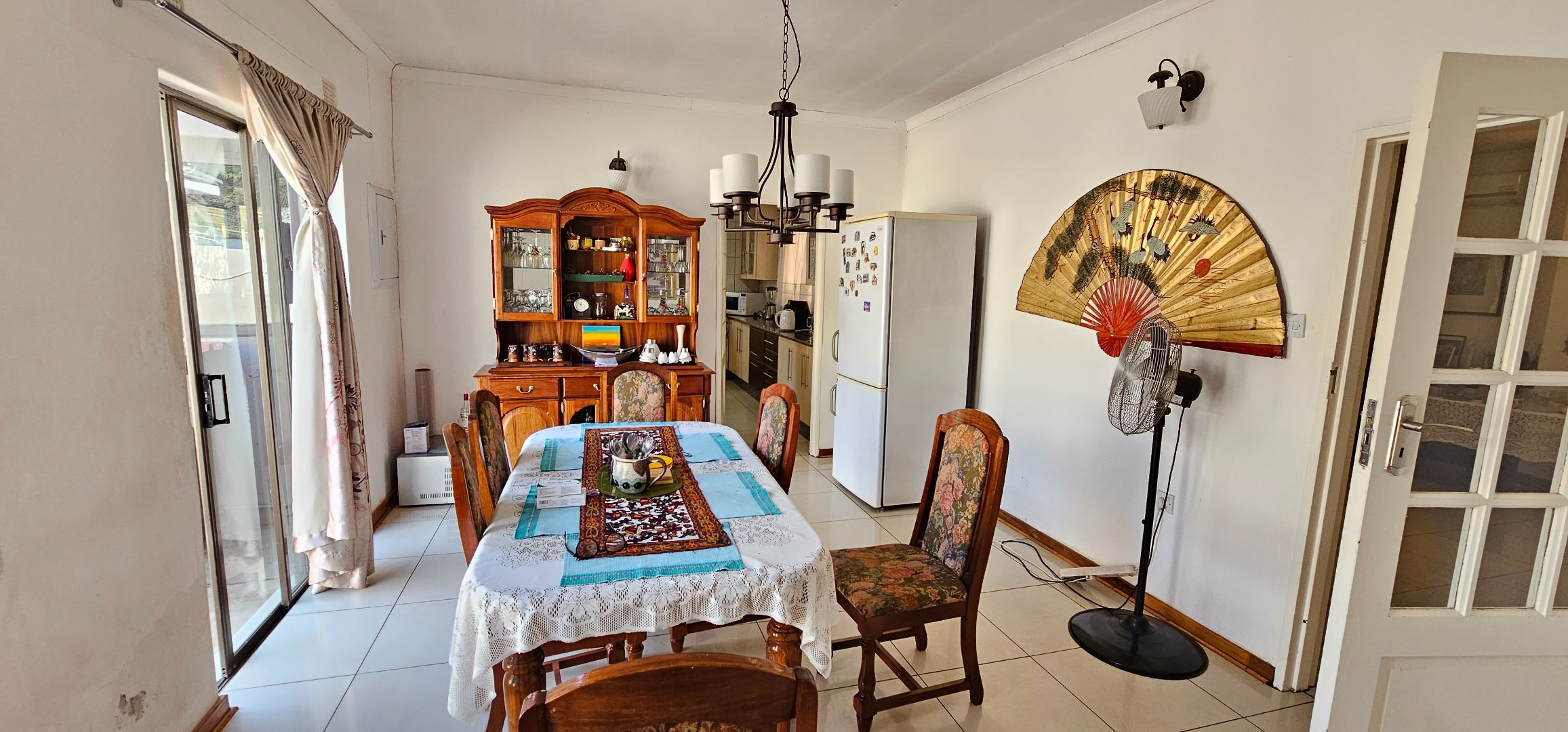 Dining room with sliding doors