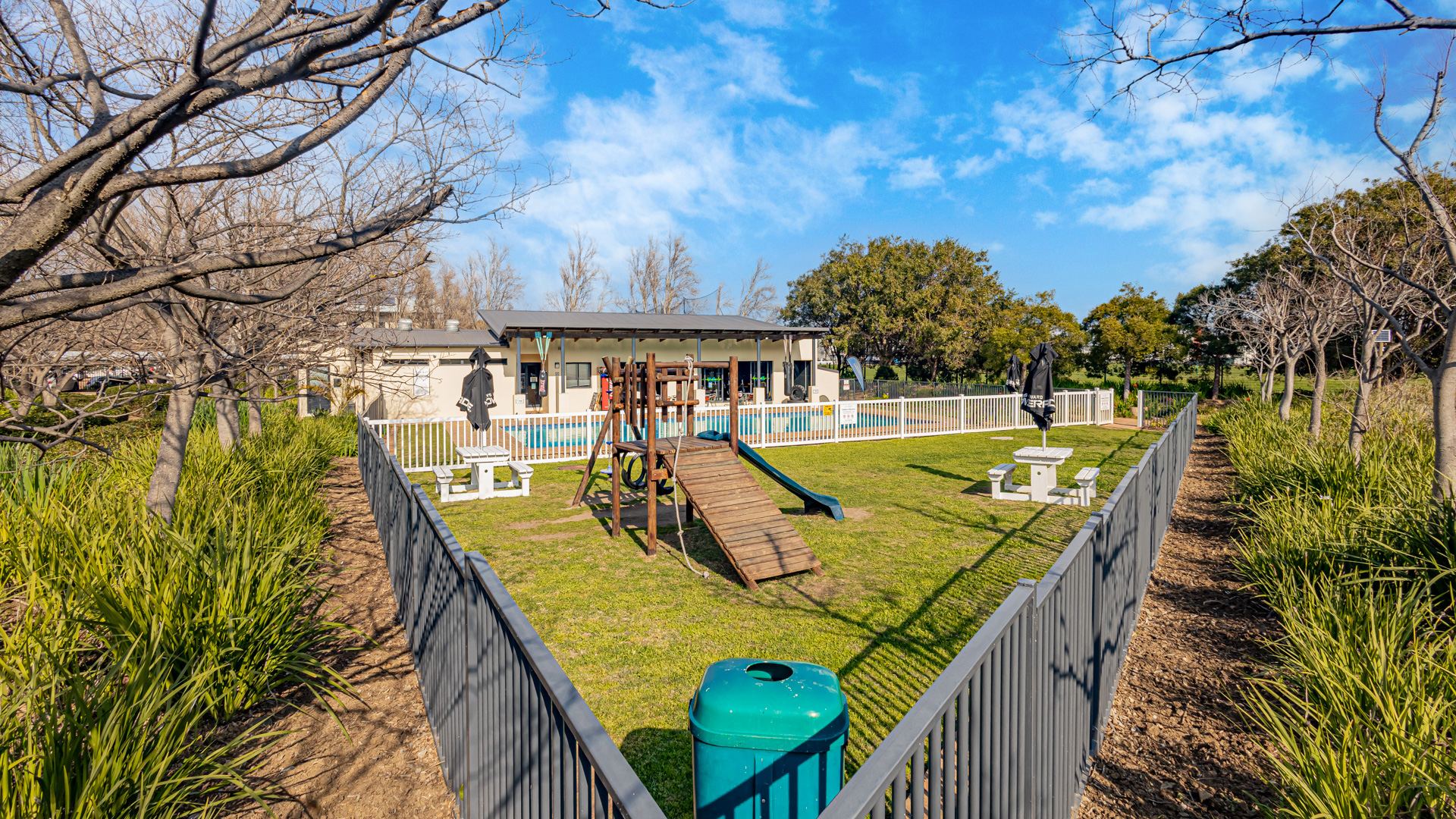 Gym, pool and kiddies play area