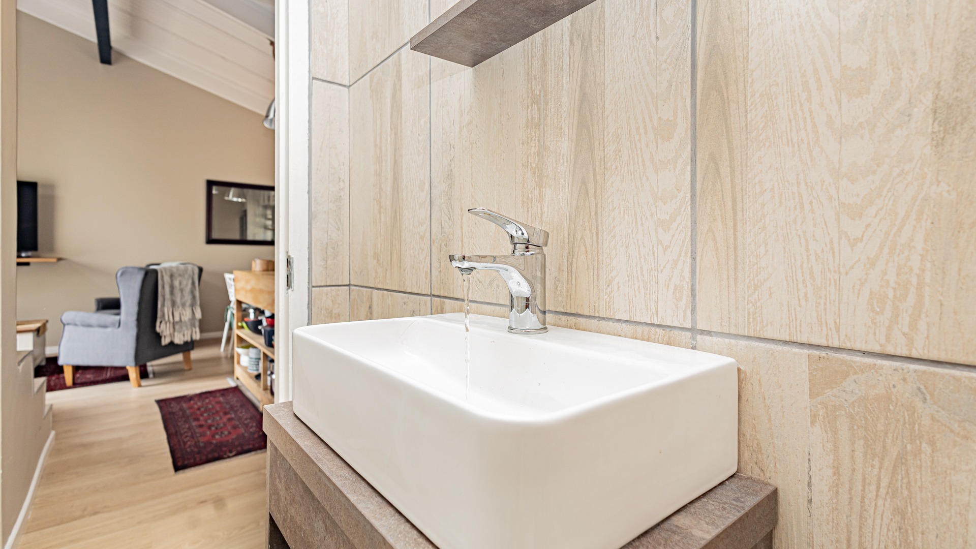 Downstairs bathroom doubles as guest cloakroom