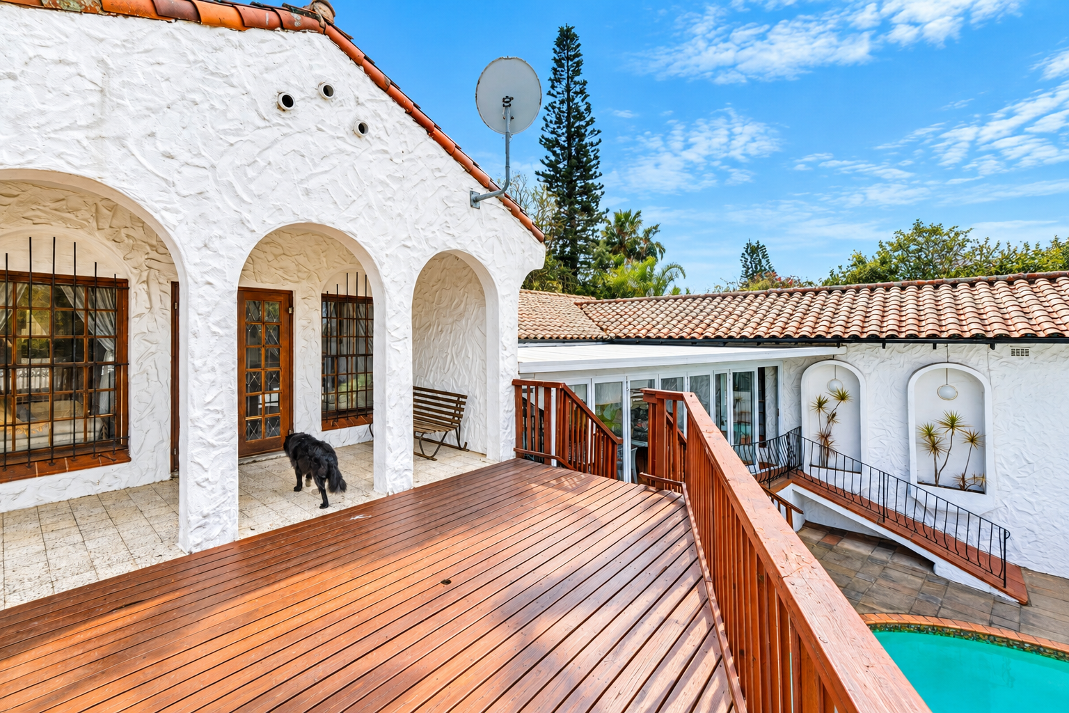 Wooden deck at pool